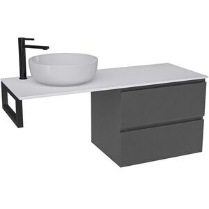 CERANO - Koupelnová skříňka Carole - antracitová + deska z lit. mramoru Elanys - 12 mm + konzole černá - 120x49, 2x46 CER-467293 vyobraziť