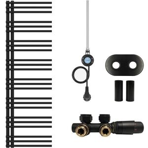 CERANO - Koupelnový radiátorový set Burke - kombinované vytápění, wifi tyč - asymetrické připojení 50 mm - 600W - černá matná - 1600x500 mm CER-517041 vyobraziť