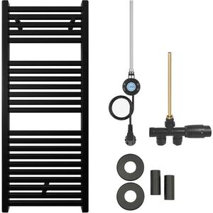 CERANO - Koupelnový radiátorový set Donovan - kombinované vytápění, wifi tyč - boční jednobodové připojení - 300W - černá matná - 1200x500 mm CER-532441 vyobraziť