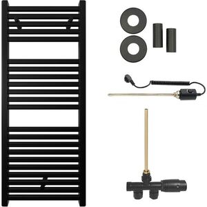 CERANO - Koupelnový radiátorový set Donovan - kombinované vytápění, termo tyč - boční jednobodové připojení - 300W - černá matná - 1200x500 mm CER-562825 vyobraziť