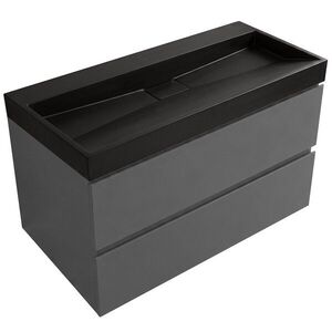 CERANO - Koupelnová skříňka Carole - antracitová + umyvadlo z lit. mramoru Vita - černá matná - 100x58x46 CER-566306 vyobraziť