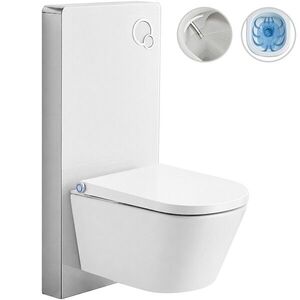 CERANO - Závěsné WC s bidetem Modul/Cronus Standard - bílá lesklá / bílá matná - integrované WC tlačítko - pneumatický modul - 59, 3x38, 4 CER-591964 vyobraziť