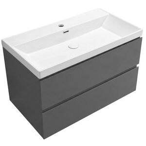 CERANO - Koupelnová skříňka Carole - antracitová + keramické umyvadlo Viano - bílá lesklá - 100, 9x53x46, 4 CER-632475 vyobraziť