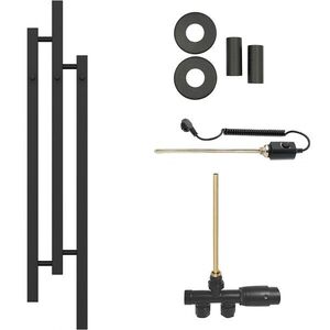 CERANO - Koupelnový radiátorový set Fabiano - kombinované vytápění, termo tyč - boční jednobodové připojení - 300W - černá matná - 1200x220 mm CER-634108 vyobraziť