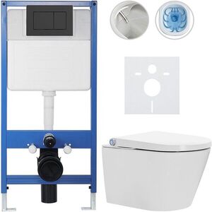 CERANO - Kompletní WC set Profi/Cronus Standard - bílá lesklá - WC tlačítko Classic/Černá matná - předstěnová instalace - 59, 3x38, 4 CER-013721 vyobraziť