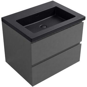 CERANO - Koupelnová skříňka Carole - antracitová + umyvadlo z lit. mramoru Ovo - černá matná - 60, 5x53x46, 5 CER-085201 vyobraziť