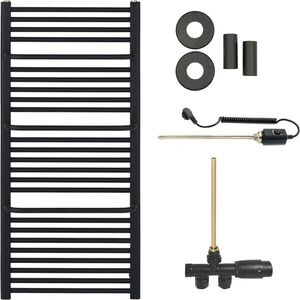 CERANO - Koupelnový radiátorový set Antonio - kombinované vytápění, termo tyč - boční jednobodové připojení - 600W - černá matná - 1180x550 mm CER-085297 vyobraziť