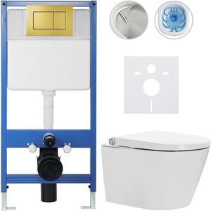 CERANO - Kompletní WC set Profi/Cronus Standard - bílá lesklá - WC tlačítko Classic/Zlatá - předstěnová instalace - 59, 3x38, 4 CER-097323 vyobraziť