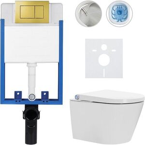 CERANO - Kompletní WC set Profi/Cronus Standard - bílá lesklá - WC tlačítko Classic/Zlatá - pro zazdění - 59, 3x38, 4 CER-100608 vyobraziť