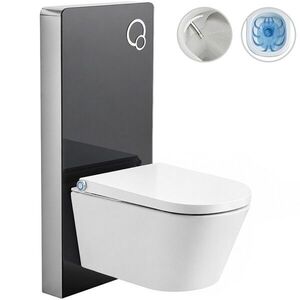 CERANO - Závěsné WC s bidetem Modul/Cronus Standard - bílá lesklá / černá matná - integrované WC tlačítko - pneumatický modul - 59, 3x38, 4 CER-102700 vyobraziť
