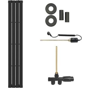 CERANO - Koupelnový radiátorový set Arlen - kombinované vytápění, termo tyč - boční jednobodové připojení - 300W - černá matná - 1800x300 mm CER-111209 vyobraziť
