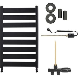 CERANO - Koupelnový radiátorový set Marco - kombinované vytápění, termo tyč - boční jednobodové připojení - 600W - černá matná - 920x550 mm CER-700126 vyobraziť