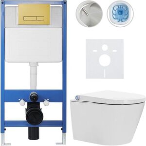 CERANO - Kompletní WC set Profi/Cronus Standard - bílá lesklá - WC tlačítko Slim/Zlatá - předstěnová instalace - 59, 3x38, 4 CER-186074 vyobraziť