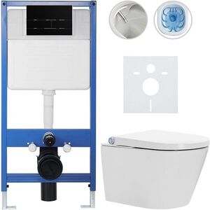 CERANO - Kompletní WC set Profi/Cronus Standard - bílá lesklá - WC tlačítko Line/Černá lesklá - předstěnová instalace - 59, 3x38, 4 CER-236411 vyobraziť