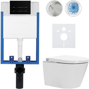 CERANO - Kompletní WC set Profi/Cronus Standard - bílá lesklá - WC tlačítko Line/Černá lesklá - pro zazdění - 59, 3x38, 4 CER-256826 vyobraziť