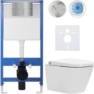 CERANO - Kompletní WC set Profi/Cronus Standard - bílá lesklá - WC tlačítko Line/Nerez - předstěnová instalace - 59, 3x38, 4 CER-259512 vyobraziť