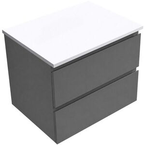 CERANO - Koupelnová skříňka Carole - antracitová + deska z lit. mramoru Elanys - 12 mm - bílá matná - 60x49, 2x46 CER-266074 vyobraziť