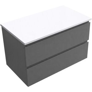 CERANO - Koupelnová skříňka Carole - antracitová + deska z lit. mramoru Elanys - 12 mm - bílá matná - 100x49, 2x46 CER-269241 vyobraziť