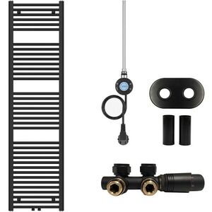 CERANO - Koupelnový radiátorový set Benito - kombinované vytápění, wifi tyč - středové připojení 50 mm - 600W - černá matná - 1700x450 mm CER-315956 vyobraziť