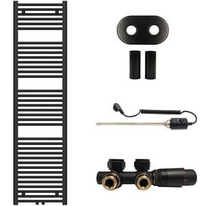 CERANO - Koupelnový radiátorový set Benito - kombinované vytápění, termo tyč - středové připojení 50 mm - 600W - černá matná - 1700x450 mm CER-317306 vyobraziť