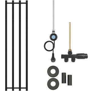 CERANO - Koupelnový radiátorový set Bertini - kombinované vytápění, wifi tyč - boční jednobodové připojení - 300W - černá matná - 1400x351 mm CER-341554 vyobraziť