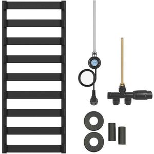 CERANO - Koupelnový radiátorový set Adriano - kombinované vytápění, wifi tyč - boční jednobodové připojení - 300W - černá matná - 1200x500 mm CER-025862 vyobraziť