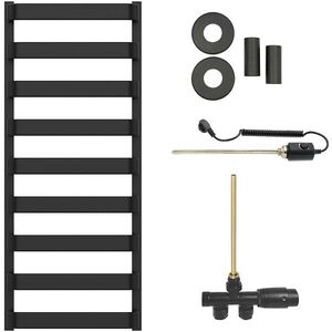 CERANO - Koupelnový radiátorový set Adriano - kombinované vytápění, termo tyč - boční jednobodové připojení - 300W - černá matná - 1200x500 mm CER-033268 vyobraziť