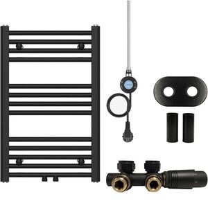 CERANO - Koupelnový radiátorový set Benito - kombinované vytápění, wifi tyč - středové připojení 50 mm - 300W - černá matná - 700x450 mm CER-152536 vyobraziť
