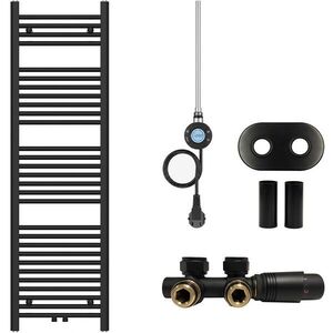 CERANO - Koupelnový radiátorový set Benito - kombinované vytápění, wifi tyč - středové připojení 50 mm - 300W - černá matná - 1500x450 mm CER-283449 vyobraziť