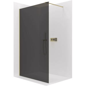 CERANO - Sprchová zástena Walk-in Onyx Cube Ľ/P - 8 mm - hranatá vzpera - zlatá, grafitové sklo - 110x200 CER-8050BD430 vyobraziť