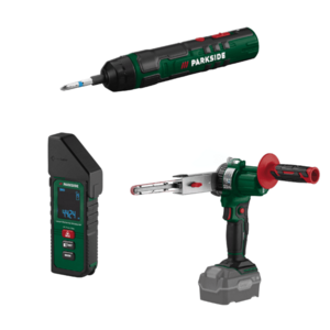 PARKSIDE® Aku skrutkovač 4 V + Laserový merač vzdialenosti + Aku pásový pilník 20 V – bez akumulátora vyobraziť