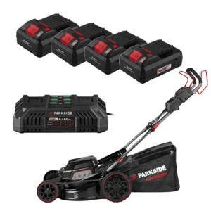 PARKSIDE PERFORMANCE® Aku kosačka na trávu PPRMA 40-Li C3 + Smart akumulátor 20 V/4 Ah, 4 kusy + Dvojitá nabíjačka na akumulátor 20 V/4, 5 A vyobraziť