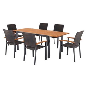 LIVARNO® Hliníkový záhradný stôl Valencia, 143 – 194, 5 x 90 x 74 cm + Stohovateľná stolička Valencia, hnedá, 6 kusov vyobraziť