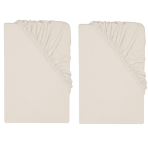LIVARNO® Napínacia džersejová plachta, 90 – 100 x 200 cm, piesková, 2 kusy vyobraziť