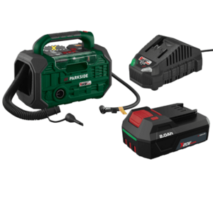PARKSIDE® Aku kompresor a pumpa 20 V + Akumulátor 20 V/2 Ah + Nabíjačka 20 V/2, 4 A vyobraziť
