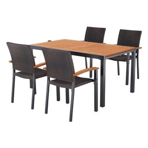 LIVARNO® Hliníkový záhradný stôl Valencia, 143 – 194, 5 x 90 x 74 cm + Stohovateľná stolička Valencia, hnedá, 4 kusy vyobraziť