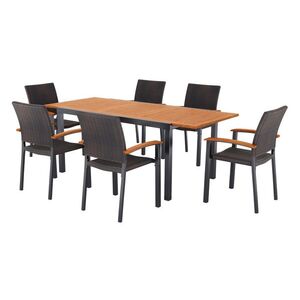 LIVARNO® Hliníkový rozkladací záhradný stôl Valencia, hnedý + Stohovateľná stolička Valencia, hnedá, 6 kusov vyobraziť