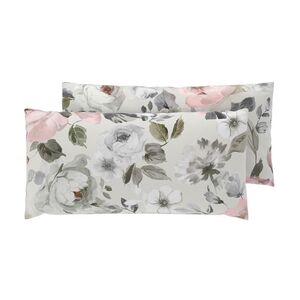 LIVARNO® Obliečky na vankúš z bavlny Renforcé, 80 x 40, 2 kusy (kvety / šedá) vyobraziť