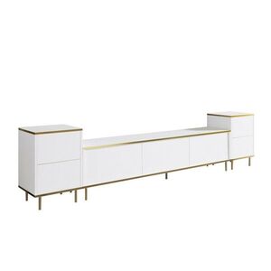 Televízny stolík so skrinkami Imej White and Gold vyobraziť