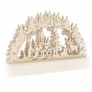 Vianočná drevená LED dekorácia Jelene a kostolík hnedá, 22 x 15 x 5 cm vyobraziť