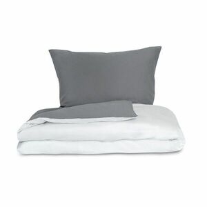 Kvalitex Saténové obliečky Luxury Collection biela/tmavosivá, 140 x 220 cm, 70 x 90 cm vyobraziť