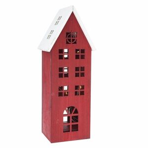 Vianočná drevená LED dekorácia Light house červená, 11, 7 x 21 x 9, 8 cm vyobraziť