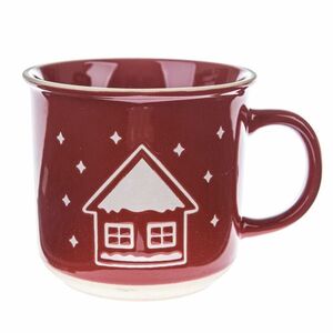 Vianočný keramický hrnček Snowy cottage červená, 450 ml vyobraziť