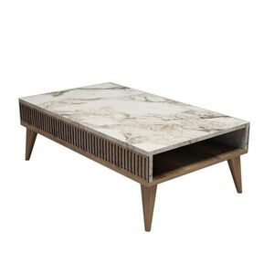 Konferenčný stolík Mila White Marble and Walnut vyobraziť