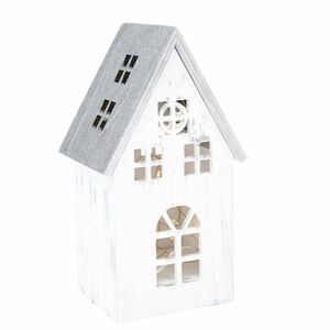 Vianočná drevená LED dekorácia Light house vintage biela, 11, 7 x 21, 2 x 9, 7 cm vyobraziť
