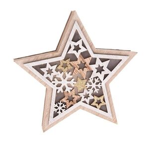 Drevená hviezda s LED svetlom Stellar, 16 x 15 x 3 cm vyobraziť