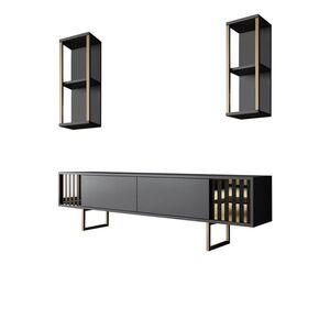 Televízny stolík s policami Linie Anthracite and Gold vyobraziť