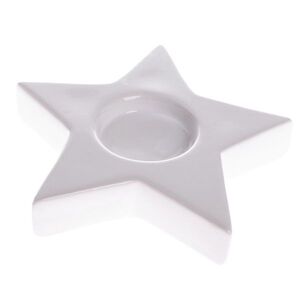 Vianočný keramický svietnik na čajovú sviečku Astre biela, 11, 5 x 11, 5 cm vyobraziť