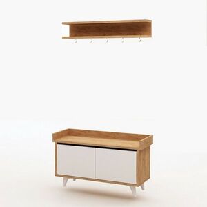 Nástenný vešiak s botníkom Arasso Oak and White vyobraziť