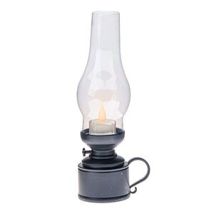Plastový lampáš s LED sviečkou Flame, v. 24, 5 cm, čierna vyobraziť